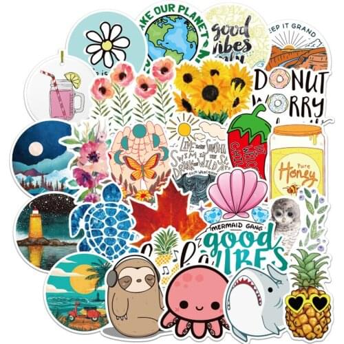 100pcs Simple Girl Cute Cartoon Indie Pop Sticker Decal DIY For Laptop Luggage Guaitar Skateboard Toy Waterproof Stickers F3