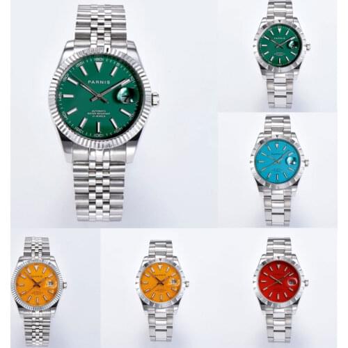 New Arrival luxury Parnis 39.5mm Mens Watch MIYOTA 8215 Automatic Movement Date Sapphire Glass Jubilee Bracelet Coin Bezel Lume