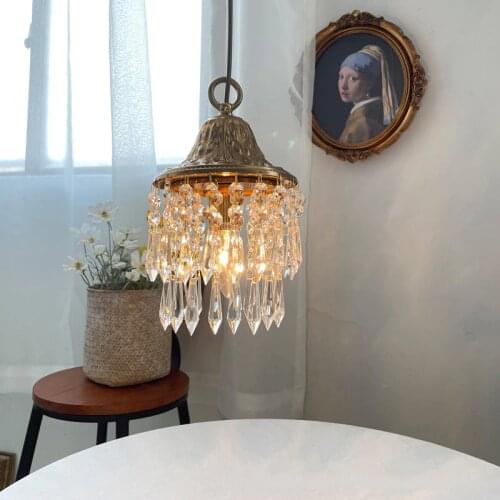 All Copper Wall Lamp Home Decoration Bedside Creative Yellow Crown Crystal Sconce Girl French Style and Breakfast Bar Hotel