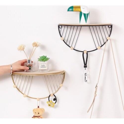 Modern Simple Iron Hook Wall Shelf Living Room Bedroom Wall Shelves Decoration Creative Nordic Metal Wall Hanging Frame For Home