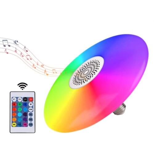 LED Light Speaker Music Sync Light Bulb Bluetooth Wireless RGB Smart LED Remote Control Colorful 18W 24W 48W Ceiling Bulb E27