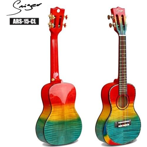 Smiger 24Inch Hawaii Ukulele ARS-15CL Concert Ukulele Flamed Maple Luxurious Colorful 4 Strings Bass Guitar Musical Instrument