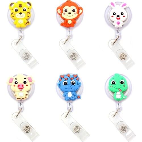Cute Chinese Zodiac Animal Style Retractable Badge Reel For Nurse&Doctor Card Holder Office&Hospital Supplies Boy&Girl Name Card