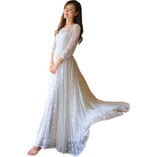 Yomrzl spring sexy lace womans dress, one piece dress, vintage elegant full dress L188