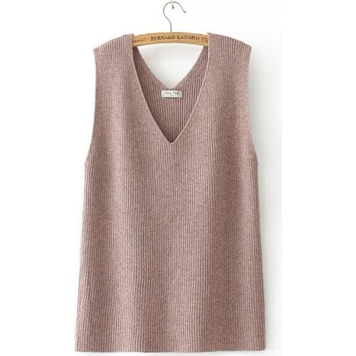 Women Sweater Vest Oversize Sleeveless Jumper Autumn Winter V Neck Tops Knitted Solid Pullover Loose Knitwear Fashion 2020