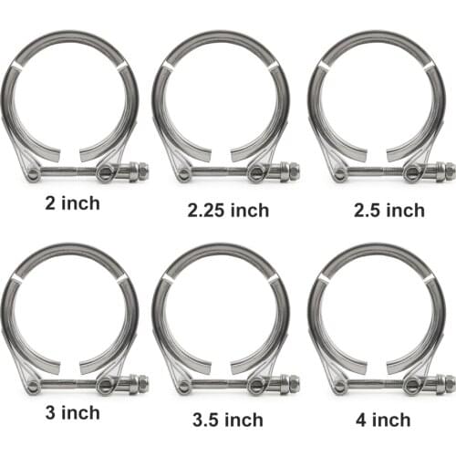 1 Set Stainless Steel 2/2.25/2.5/3/3.5/4"" V-band Clamps and Exhaust Flange Male/Female Kits for Turbo Exhaust Down Pipe Catback