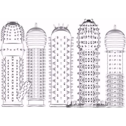 5PCS Penis Sleeve Condom for Men G Point Stimulation Delay Contraception Reusable Condoms Penis Extender Dildo Sleeve Sex Toys