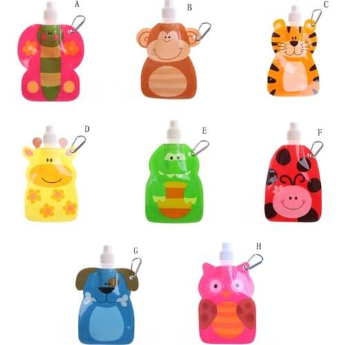 300-350Ml Eco Friendly Foldable Cartoon Animal Travel Drink Bottle Safe For Kids Children Gift