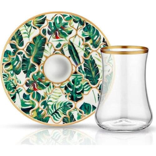 Koleksiyon Dervish Amazon Equator Tea Glass and Saucer, Bone China