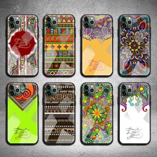 Classic retro pattern Phone Case Tempered Glass For iPhone 12 pro max mini 11 Pro XR XS MAX 8 X 7 6S 6 Plus SE 2020 case