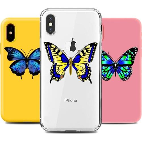 Butterfly Cell Phone Case for iPhone 6s 7 8 11 Plus Pro X XS MAX XR Cartoon Cases Soft Silicone Fitted TPU Back Accessorie Cover