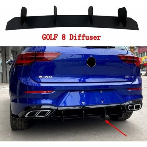 For Volkswagen VW Golf 8 VII MK8 ABS Matte Black Rear Bumper Lip Trunk Spoiler Rear Diffuser Protector 1Pcs Car Styling