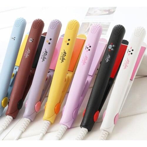 Electronic Hair Straightener Curler Mini Ceramic Iron Flat Straightening Styling Tools 220V Home Travel EU Spiral Perm Stick
