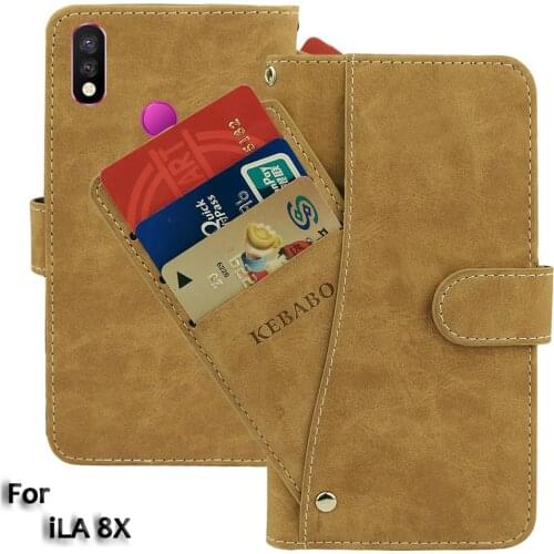 Leather Wallet iLA 8X Case Flip Retro Vintage Leather Front Card Slots Cases Cover Business Phone Protective Bags