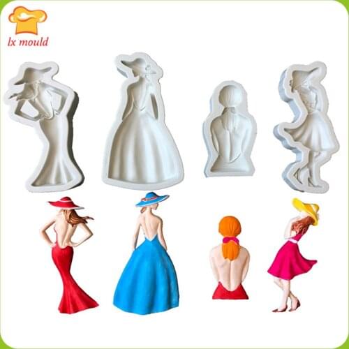 Beautiful Girl Modeling Fondant Cake Silicone Mould Soft Clay Plaster Handmade DIY Tools