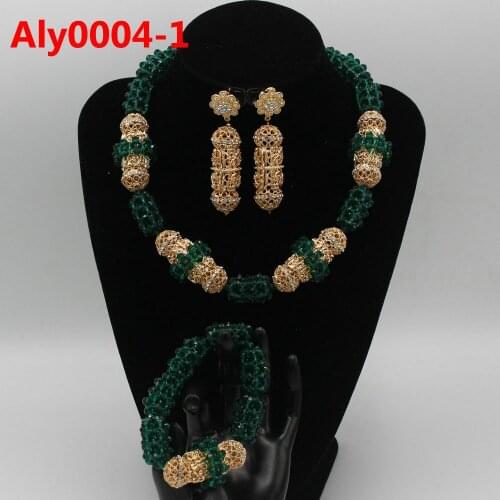 Chunky Gold Crystal Beads Women Necklace Bridal Fashion Jewelry Wedding African Beads Jewelry Set 2020 Free Shipping Aly0004-1