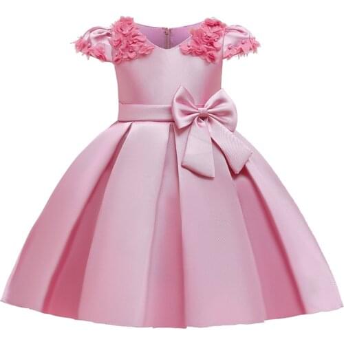 Cute Big Bow Little Girls Dress Infantil Elegant Dress For Girls Evening Party Dresses Kids Princess Wedding Birthday Dress