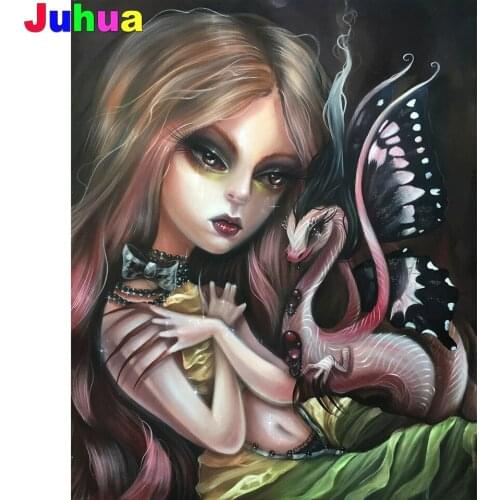 Cartoon fantasy dragon girl 5D diy diamond painting cross stitch full drill fairy diamond embroidery mosaic art home decor