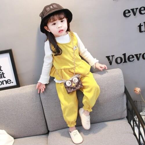 2020 New Baby Girl Clothes Butterfly Sleeve T-shirt+Vest+Pants Cute Baby Clothing Sets For Girls Spring Newborn Clothes