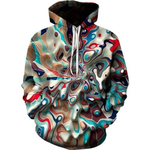 Latest Popular 3D Fashion Hoodies Whirlpool Chequered Vortex Print Hooded Sweatshirt Clothes Female Male Pocket Pullover