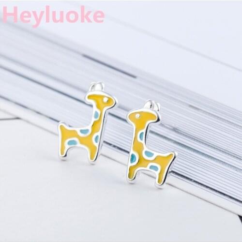 New Beautiful Fashion Sweet Colorful Jewelry Cute Giraffe Epoxy Exquisite Women Gift Stud Earrings HEYLUOKE