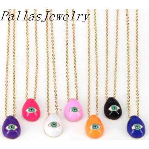 5Pcs Multicolor Enamel Eye Pendant Necklace Gold Color Chain Necklace for Women 2021 Enamelled Collares Jewelry Gift Female