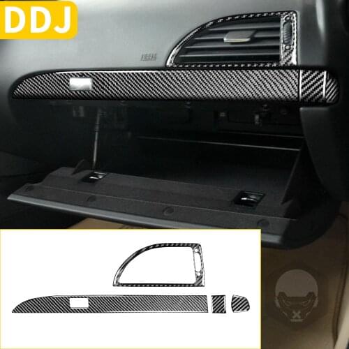 Glove Box Door Handle Cover Carbon Fiber Stickers Kit For BMW 6 Series E63 E64 2004-2010 Interior Co-pilot Trim Strip Black