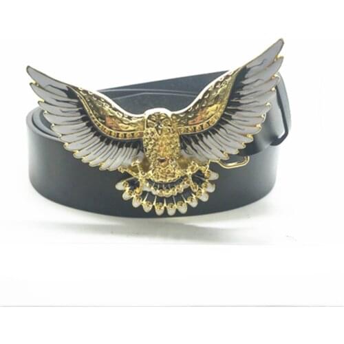 Western cowboy personality casual domineering golden eagle belt buckle zinc alloy PU leather belt casual men and women accessori