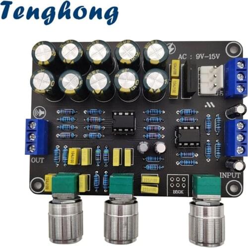 Tenghong Preamplifier Volume Tone Control Board NE5532 AMP Stereo 2.0 HIFI Fever Preamp For Speaker Home Theater Amplifier DIY