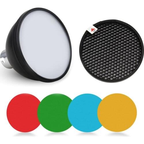 Godox Flash Diffuser 4 Color Gel Pack AD-S11 + Honeycomb Grid + AD-S2 Standard Reflector for AD200 AS180 AD360 AD360II Flash