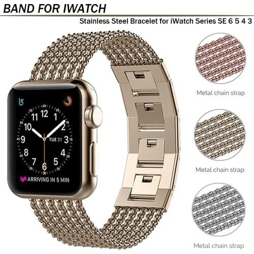 Stainless Steel Luxury Band for Apple Watch Wrist Strap SE 4 3 38mm 42mm Metal Bracelet for IWatch Series 6 5 44/40mm Watchband