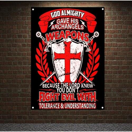 Knights Templar Armor Military Posters Tapestry Wallpapers indoor Decor Retro Crusader Banner Flag Wall Hanging Ornaments Mural