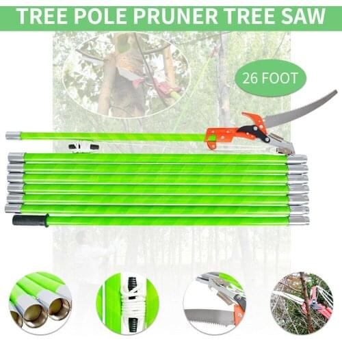 26 Foot Length Detachable Tree Pole Pruner Tree Saw Long Reach Pole Pruning Saw For Sawing And Shearing