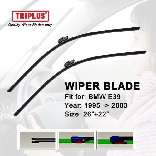Wiper Blade Fits for BMW 5 Series E39 (1995-2003) 1 set 26"+22",Flat Aero Windscreen Wiper Frameless Soft Beam Wiper Blade