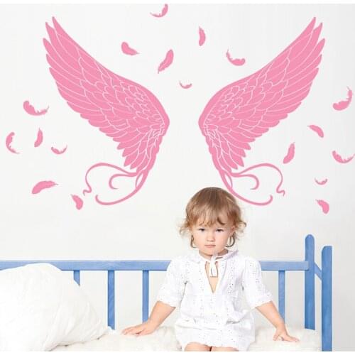 [shijuekongjian] Angel Wing Wall Stickers Vinyl DIY Self-adhesive Feathers Wallpapers for Kids Rooms Nursery House Decoration