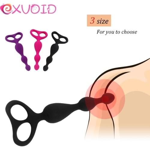 EXVOID Silicone Butt Plug for Beginner Long Anal Plug Prostate Massager Vagina Open Dilate Anal Beads Sex Toys for Men Women