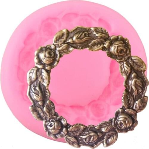 Rose Flower Garland Silicone Molds Wedding Cupcake Topper Fondant Cake Decorating Tools Candy Clay Chocolate Gumpaste Moulds