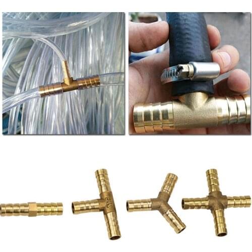 Trachea Tee Joint Brass Barb Pipe Fitting BSP Male Thread to Hose Tail End Connector Brass Connector For 6/8/10mm Hose Copper