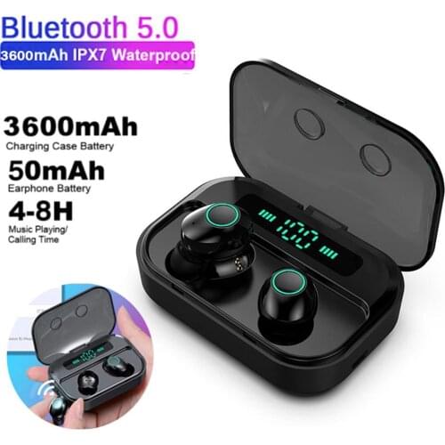 M7 TWS Bluetooth-compatible 5.0 Earphone Wireless Headphones IPX7 LED Display Sport Stereo Cordless Headset with Charging Box