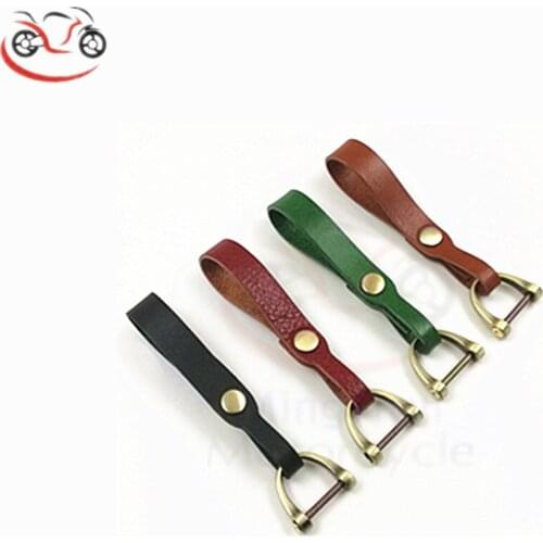 Vintage Leather Motorcycle Car Keychain Frosted Top Layer Cowhide Ring Key Horseshoe Buckle Pendant Mens Small Gift Custom
