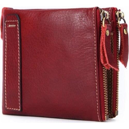 Women wallets high quality genuine Leather short style money bag Fashion cow skin Lady zipper Coin Purse card holder