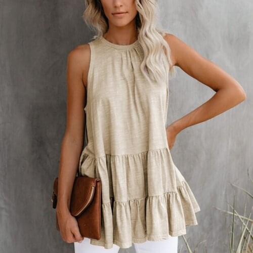 Women Stylish Flowy Cami Shirts Summer Leisure Tank Tops Loose Sleeveless Top Solid Color Camisole KPYR1