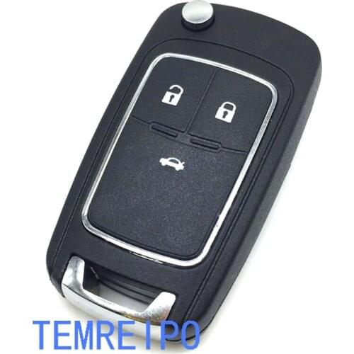 10pcs/lot 3 Buttons Folding remote key shell for chevrolet cruze flip key case fob selling