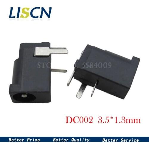 10PCS High Quality DC-002 0.3A 50V Black DC Power Jack Socket Connector DC002 3.5*1.3mm 1.3 socket