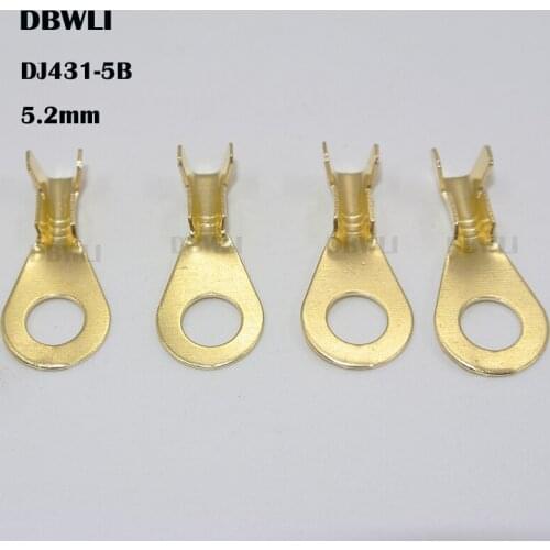 2000pcs DJ431 DJ431-5B 5.2mm Dia M5 Copper Circular Splice Terminal Wire Naked Connector For 0.75-1.5mm2 Wire