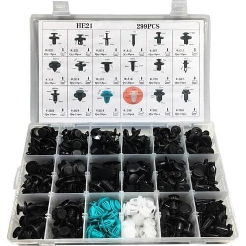 299Pcs/Set 18 Size Auto Car Fastener Clips Push Pin Rivet Trim Clip Panel Body Interior Assortment With Box