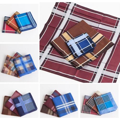 3Pcs Multicolor Plaid Stripe Men Pocket Square Business Chest Towel Pocket Hanky Handkerchief 43*43cm Mens Cotton hankerchiefs