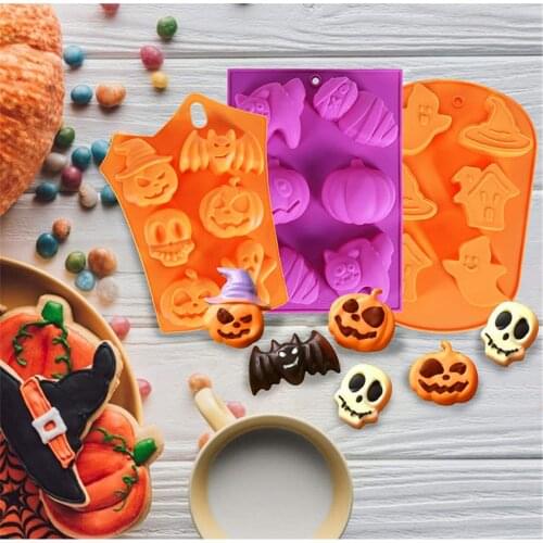3D Cake Mold Halloween Skull Pumpkin Ghost Bat Silicone Fondant Soap Cupcake Candy Chocolate Decoration Baking Tool Christmas