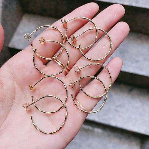 5 Pairs, Gold Color Plated Brass Round Circle Earrings Loop Stud Earring DIY Jewelry Making Findings Accessories
