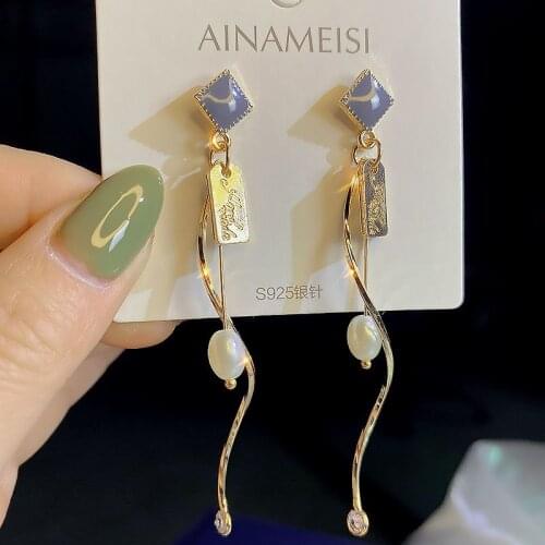 AINAMEISI 2021 New Korean Long Thread Tassel Drop Earrings for Women Easy Match Simple Tassel Earring Fashionable Jewelry